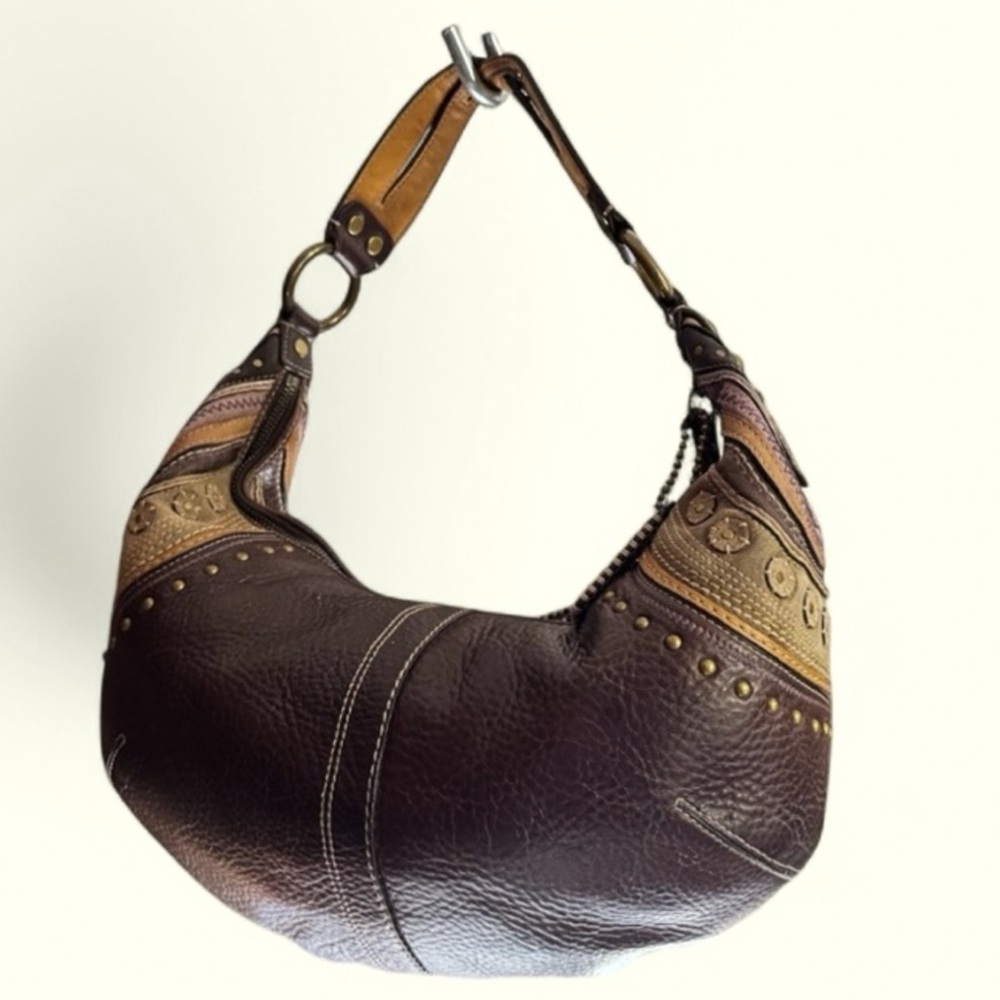 Vintage Coach Soho Hobo Nubuck Pebbled Studded Leather Y2K Boho